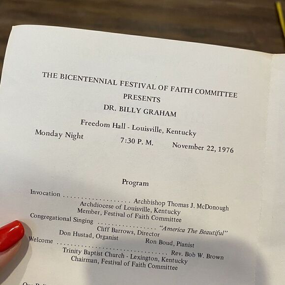 1976 Billy Graham Louisville Festival Of Faith Program Baptist Booklets - Picture 4 of 4